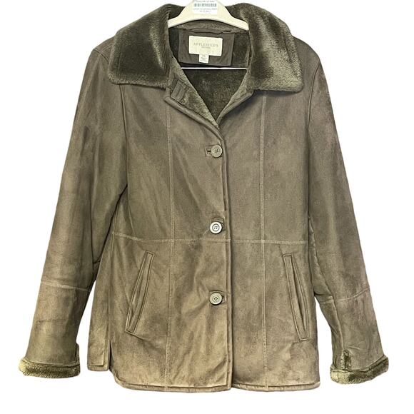 Appleseeds faux suede lined coat brown soft warm cozy women’s small petite - Picture 1 of 5